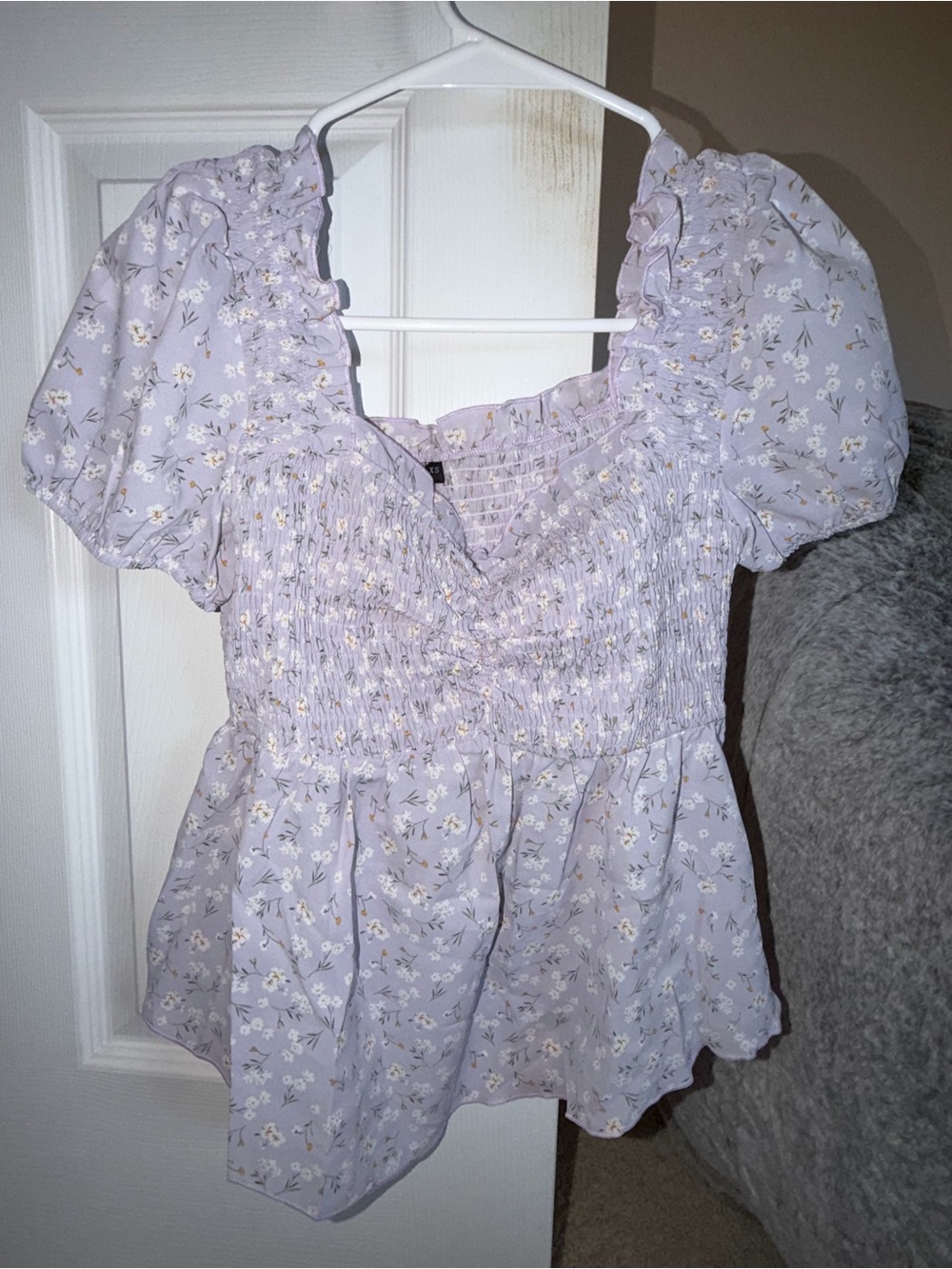 Target Lavender Floral Smocked Puff Sleeve Peplum Top